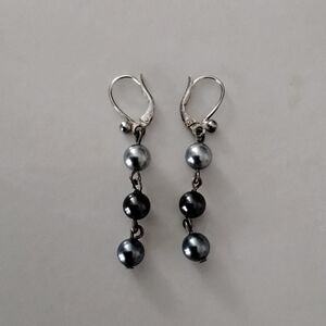 FAUX BLACK PEARL DANGLE EARRINGS